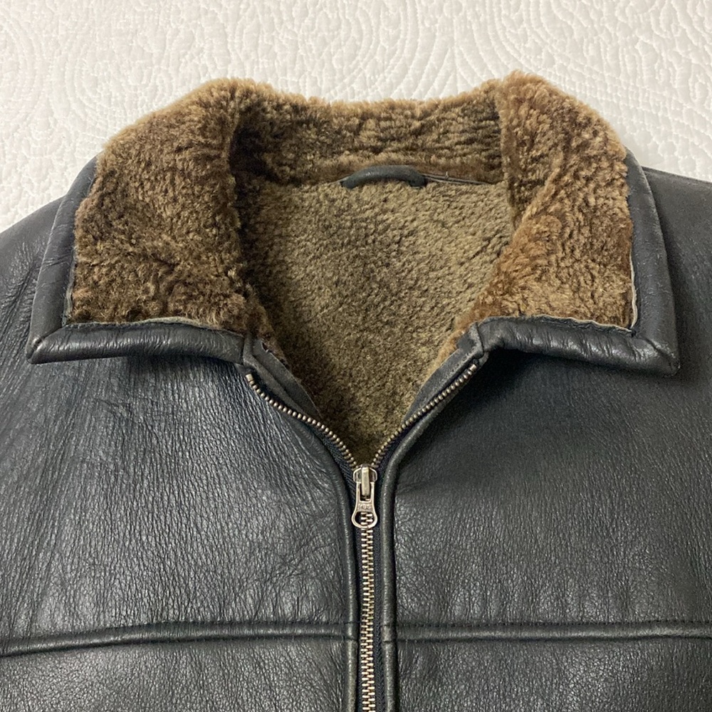 Real Shearling Vintage Aviator Jacket XL - Picture 8 of 15